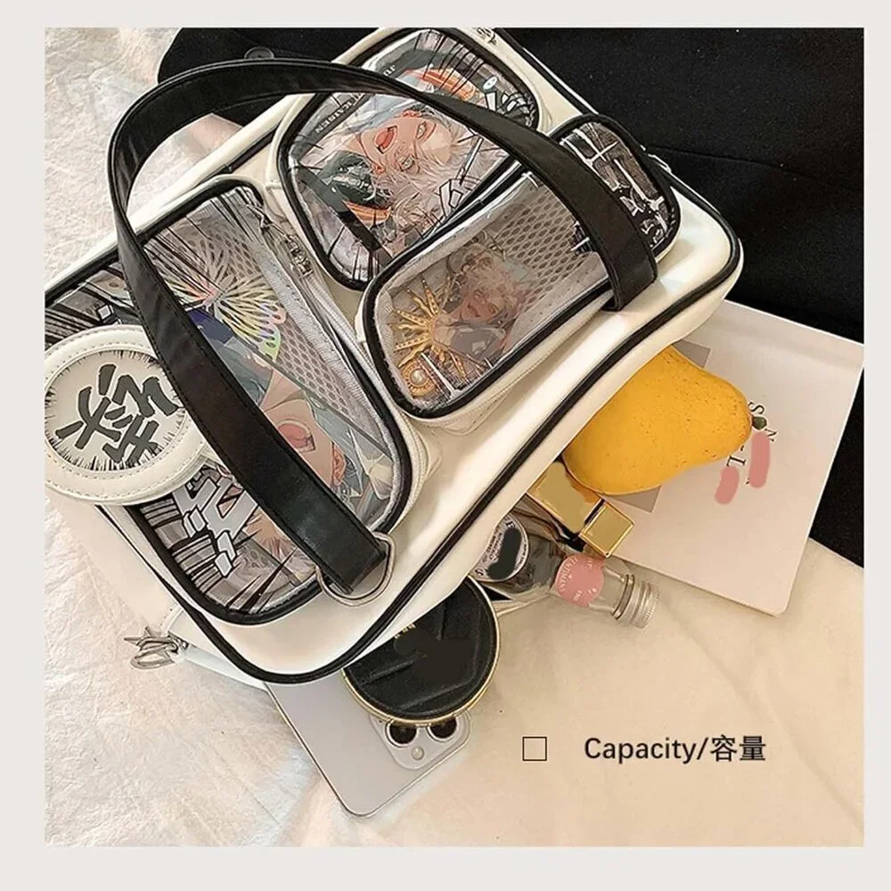 Anime Ita Bag PU Leather Large Capacity Display Pocket Shoulder Handbag